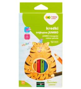 Kredki drewniane jumbo 12 kol + temperówka