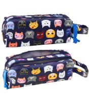 Piórnik szkolny kolorowe Kotki granatowy 22cm