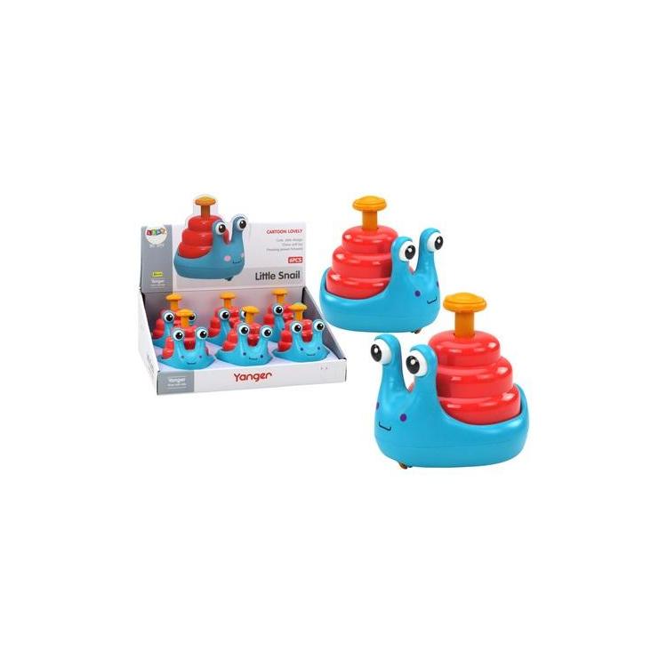 Ślimak na kółkach jeżdżący niebiesko-czerwony