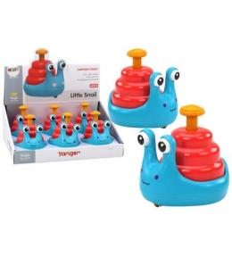 Ślimak na kółkach jeżdżący niebiesko-czerwony