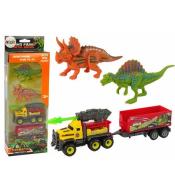 Zestaw dinozaury 2szt+ auto z rakietą i naczepą