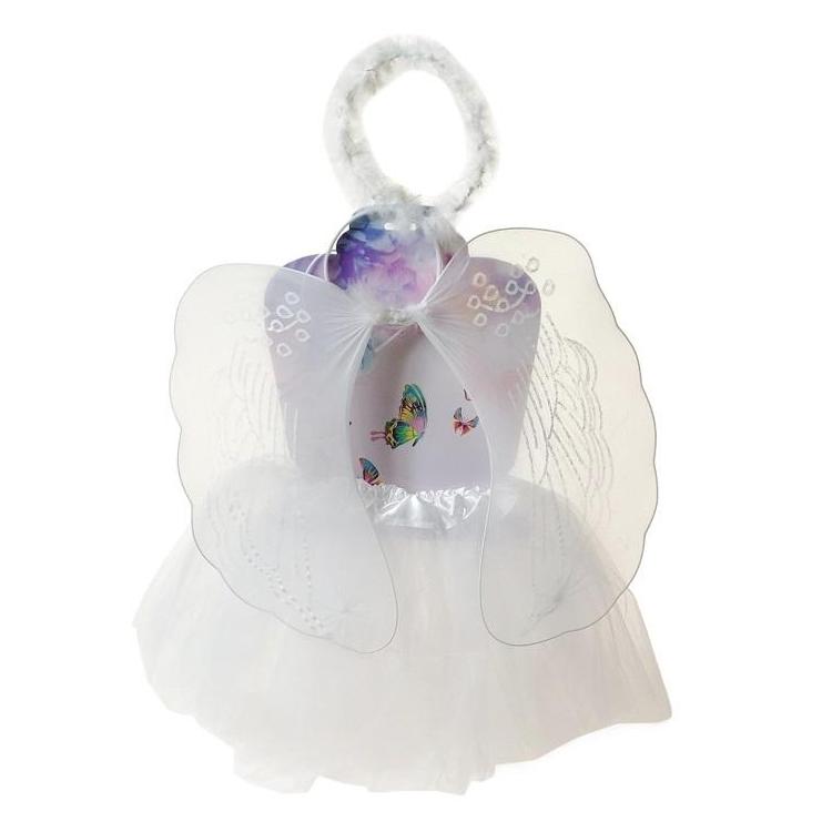 Strój aniołka krzydełka ze spódniczką + aureolka