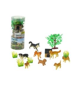 Pieski z budą i akcesoriami