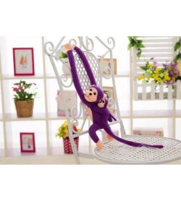 Maskotka małpka z dzieckiem fioletowa 70cm