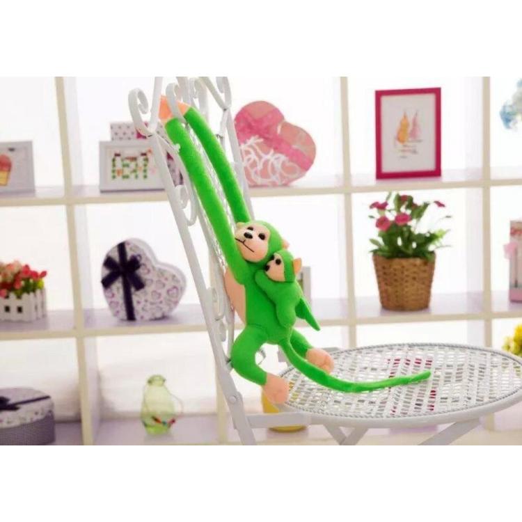 Maskotka małpka z dzieckiem zielona 70cm