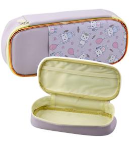 Piórnik szkolny z zajączkami fiolet 24cm