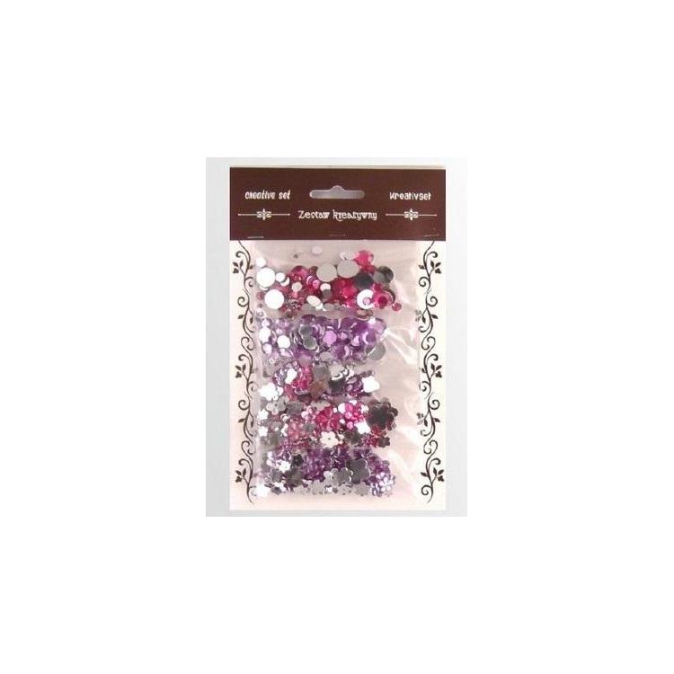 Zestaw kamyczków różowo fioletowych 35g