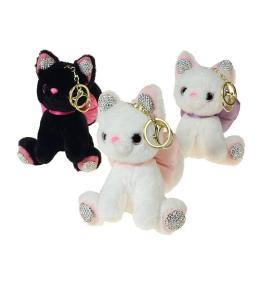 Brelok pluszowy kot 12x10x8cm MIX