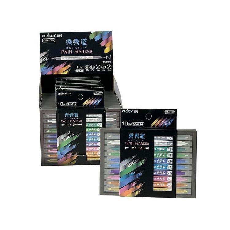 Flamastry dwustronne 10 kolorów