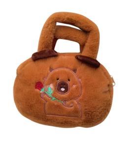 Torba pluszowa Kapibara z różą brązowy 20cm