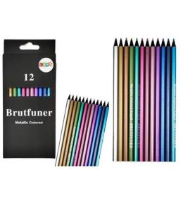 Kredki metaliczne ołówkowe okrągłe 12el
