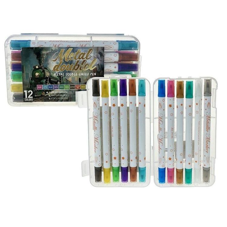 Flamastry dwustronne 12 kolorów