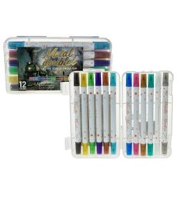 Flamastry dwustronne 12 kolorów