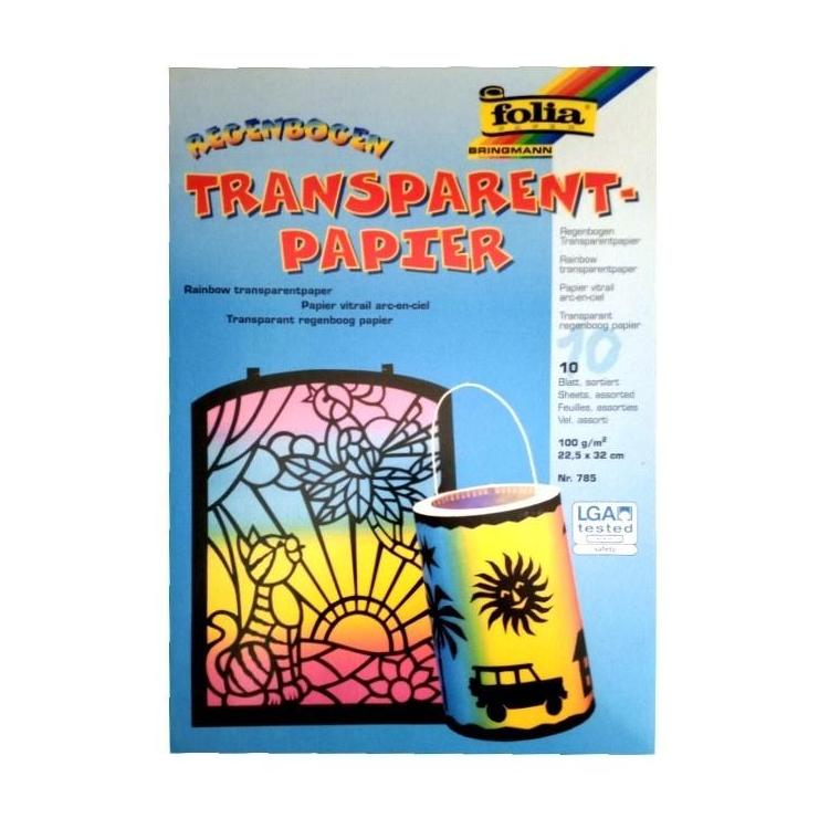 Papier transparent 100g tęczowy 10 arkuszy