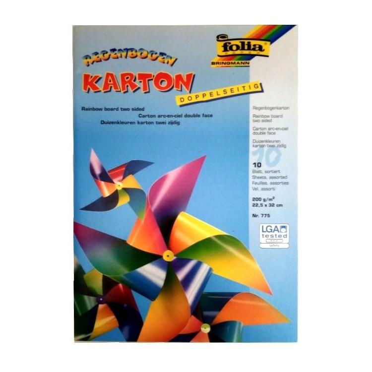 Karton tęczowy 200g gładki 10 arkuszy