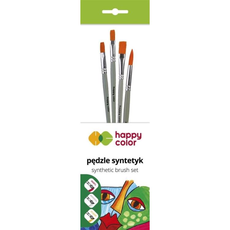 Zestaw pędzli syntetycznych A 4szt HAPPY COLOR