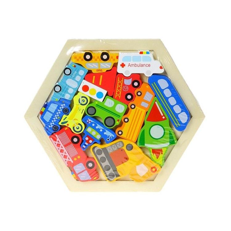 Układanka drewniana puzzle pojazdy