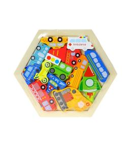 Układanka drewniana puzzle pojazdy