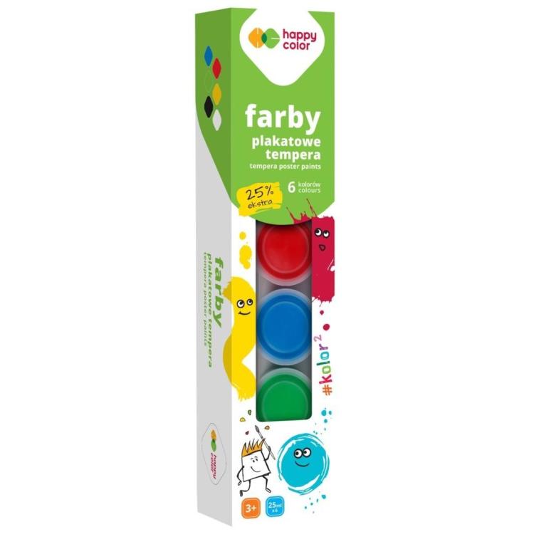 Farba plakatowa tempera 6kolx25ml HAPPY COLOR