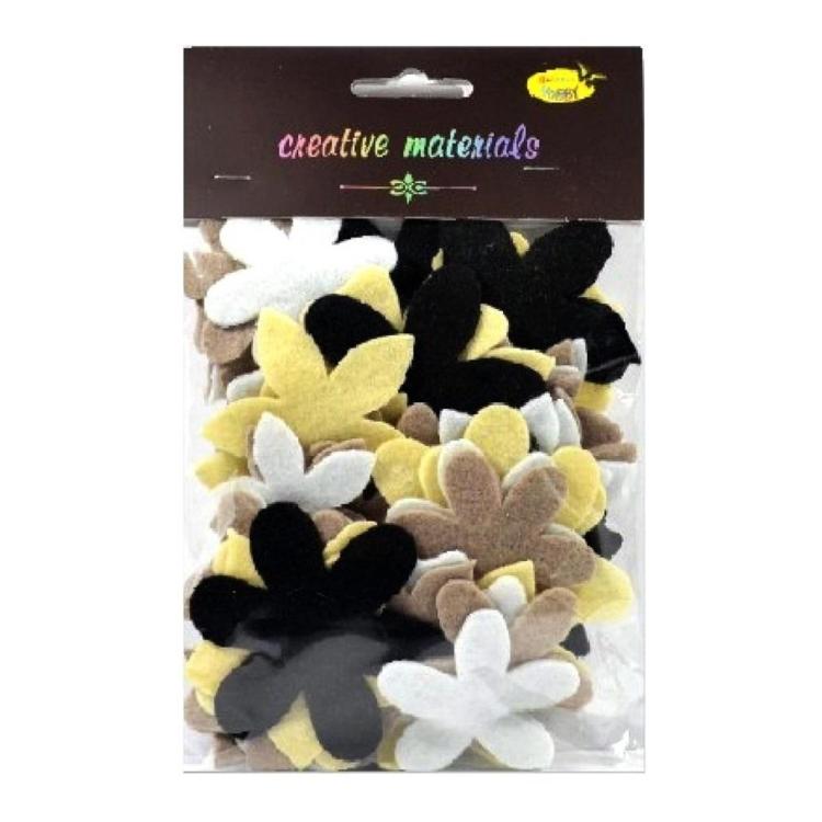 Kwiatki z filcu tonacja czarno-szara 60szt