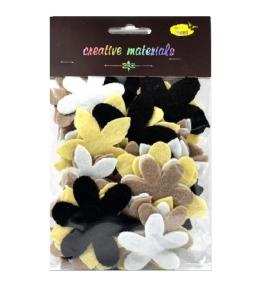 Kwiatki z filcu tonacja czarno-szara 60szt