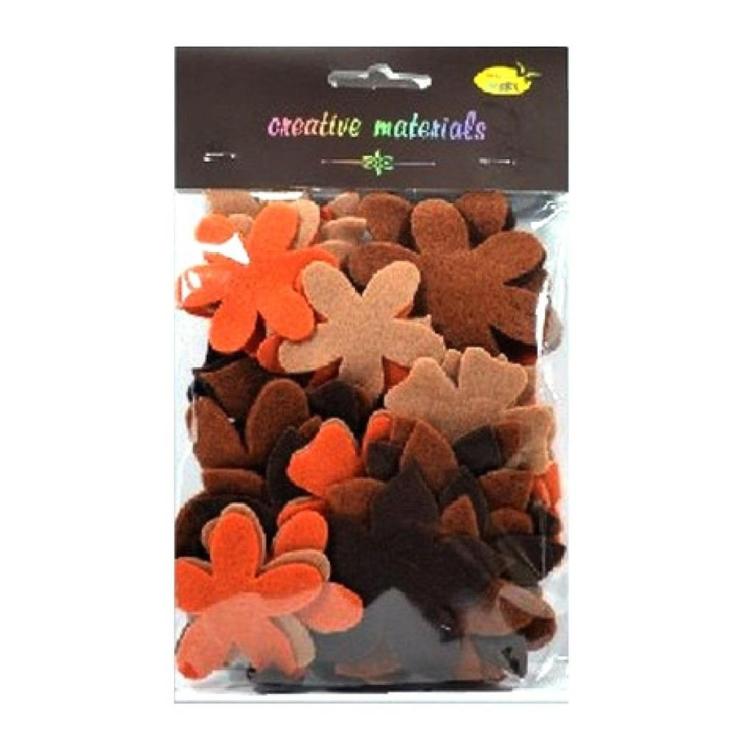 Kwiatki z filcu tonacja brązowa 60szt