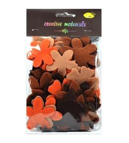 Kwiatki z filcu tonacja brązowa 60szt