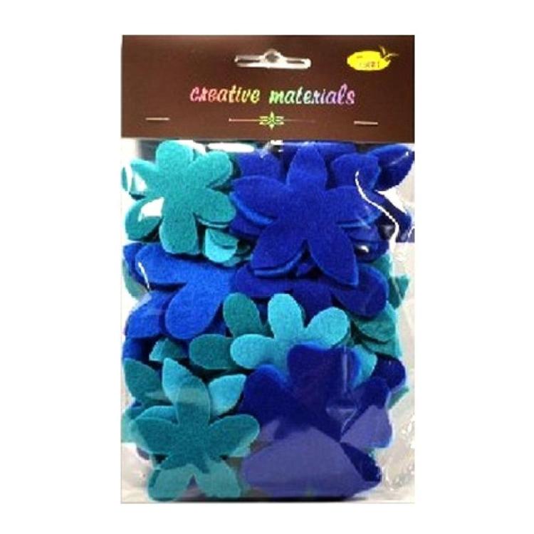 Kwiatki z filcu tonacja niebieska 60szt