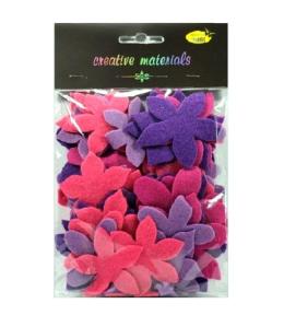 Kwiatki z filcu tonacja różowo-fioletowa 60szt
