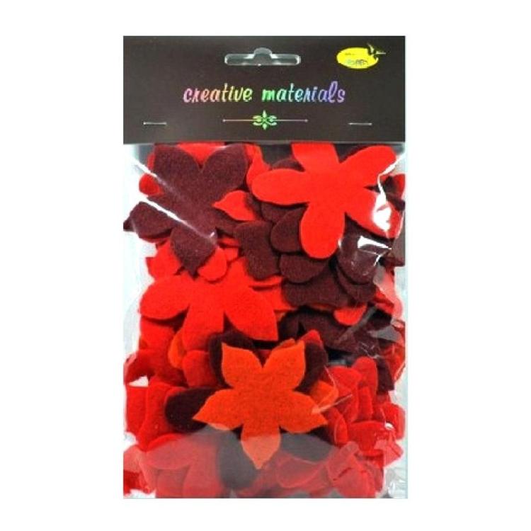 Kwiatki z filcu tonacja czerwono-pomarańczowa 60sz