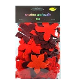 Kwiatki z filcu tonacja czerwono-pomarańczowa 60sz