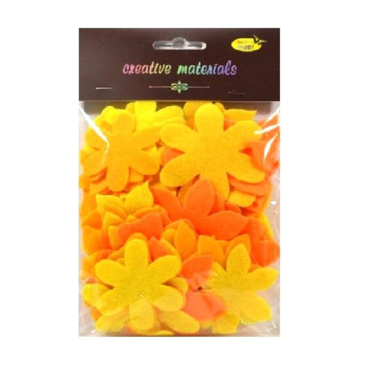 Kwiatki z filcu tonacja żółto-pomarańczowa 60szt