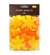 Kwiatki z filcu tonacja żółto-pomarańczowa 60szt