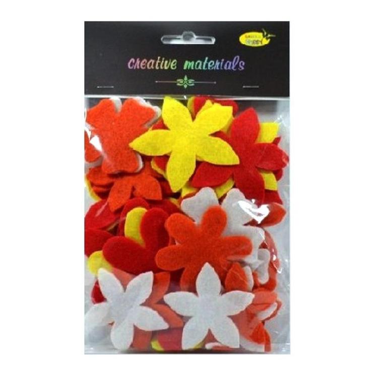 Kwiatki z filcu tonacja ciepła 60szt