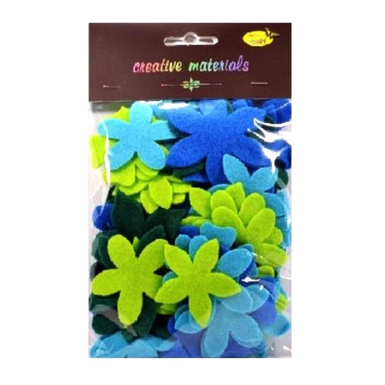 Kwiatki z filcu tonacja zimna 60szt