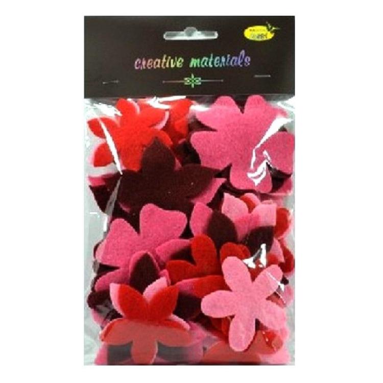 Kwiatki z filcu czerwienie i róże 60szt