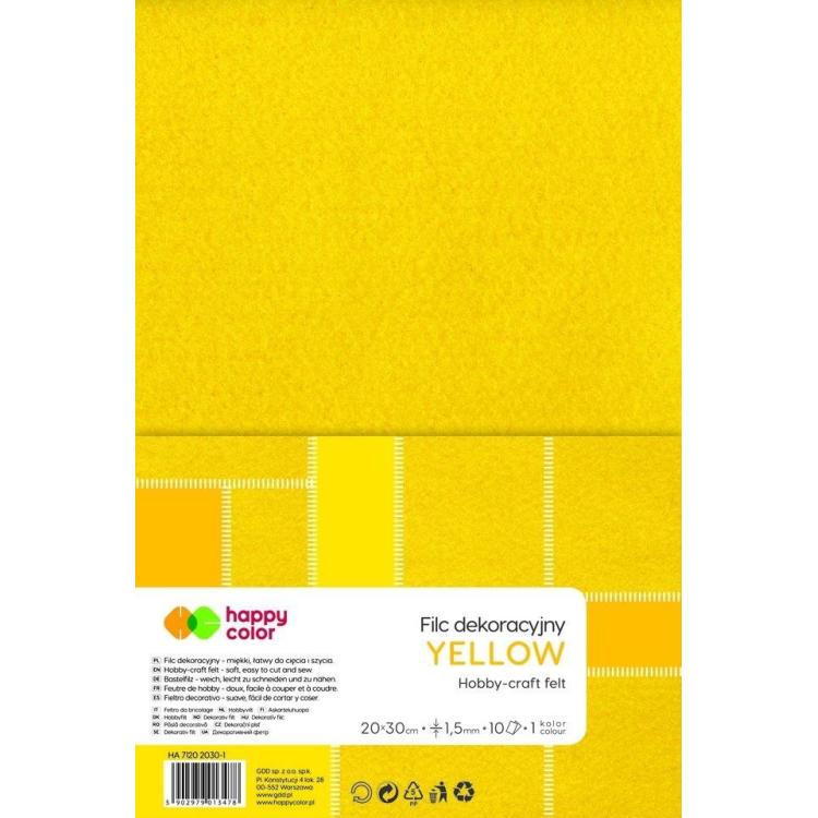 Filc dekoracyjny żółty 10szt HAPPY COLOR