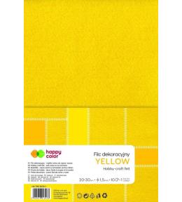 Filc dekoracyjny żółty 10szt HAPPY COLOR