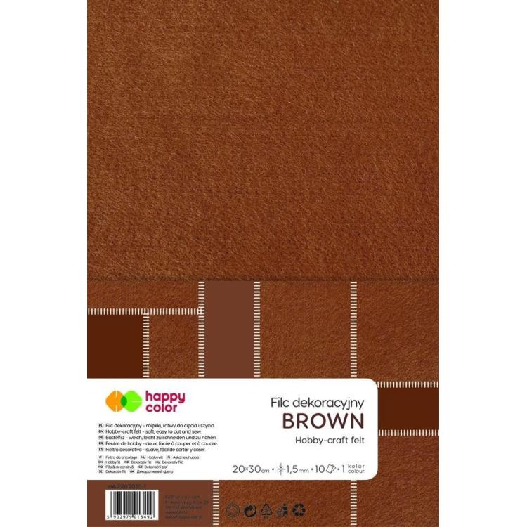 Filc dekoracyjny brązowy 10szt HAPPY COLOR