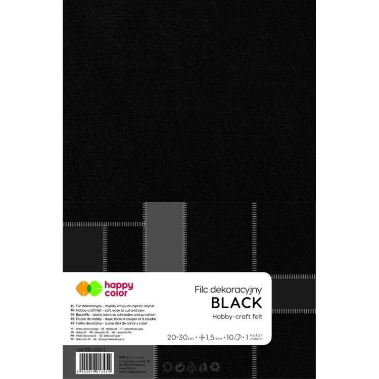 Filc dekoracyjny czarny 10szt HAPPY COLOR