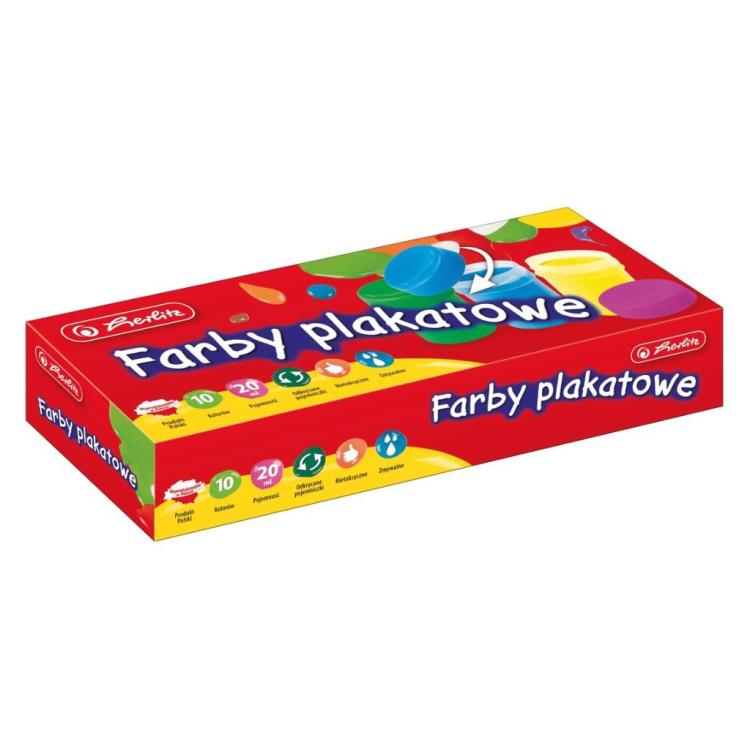 Farby plakatowe szkolne 10 kolorów x 20ml