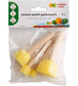 Pędzel gąbkowy okrągły 4szt. HAPPY COLOR