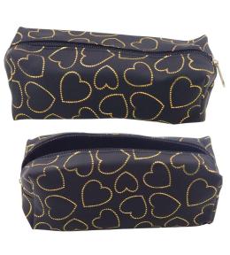 Piórnik jednokomorowy złote serca czarny