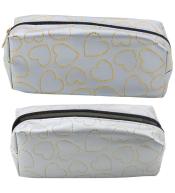 Piórnik jednokomorowy złote serca srebrny