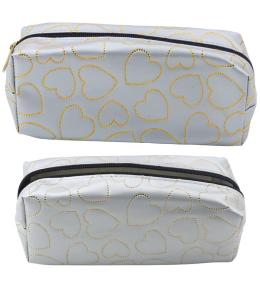 Piórnik jednokomorowy złote serca srebrny