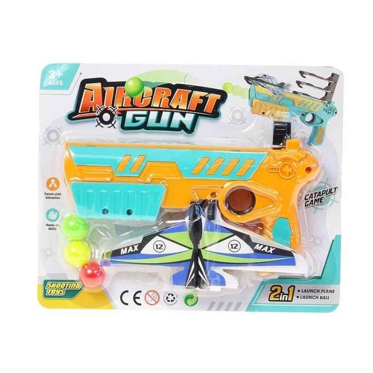 Pistolet na piłeczki piankowe z wyrzutnią samolot.
