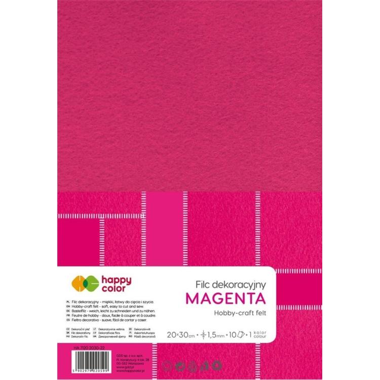 Filc dekoracyjny magenta 10szt HAPPY COLOR