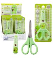Nożyczki szkolne z osłonką oburęczne zielone 14cm
