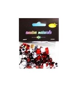 Elementy kryształkowe srebrno-czerwone 4-12mm