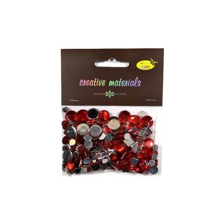 Elementy kryształkowe czerwone 4-12mm 25g